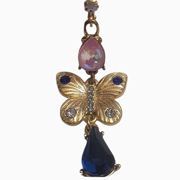 Betsey Johnson Blue and Pink Butterfly Mismatch Earrings - Picture 2 of 6